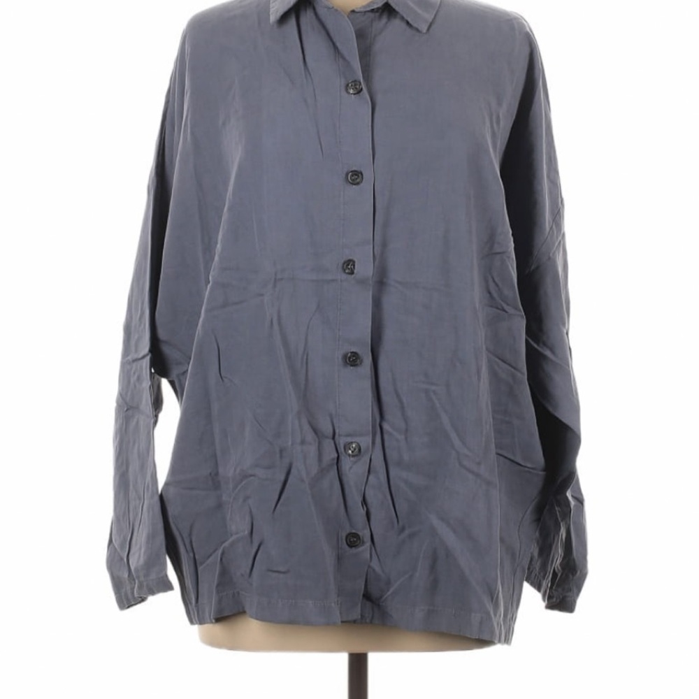 Zara Gray Button-Up Blouse, Size Medium 🩶